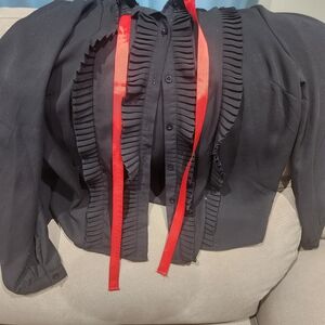 Blashe Chic Black Blouse with Red Details Size Lg